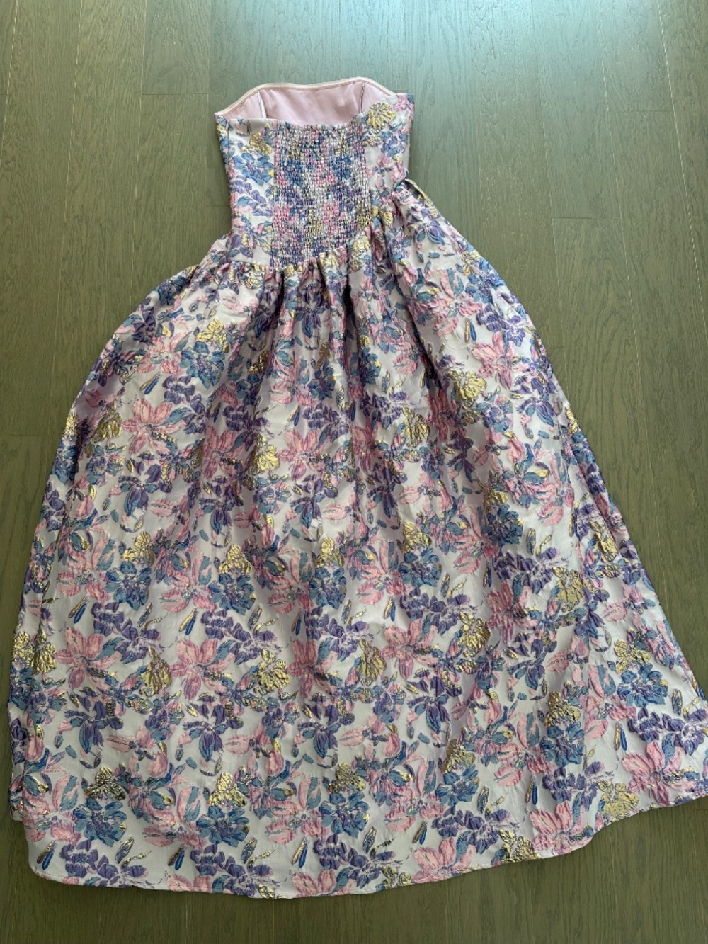 Elliatt Marlene Purple Pink Floral Asymmetrical Gown Dress Jacquard  SMALL - Picture 3 of 10